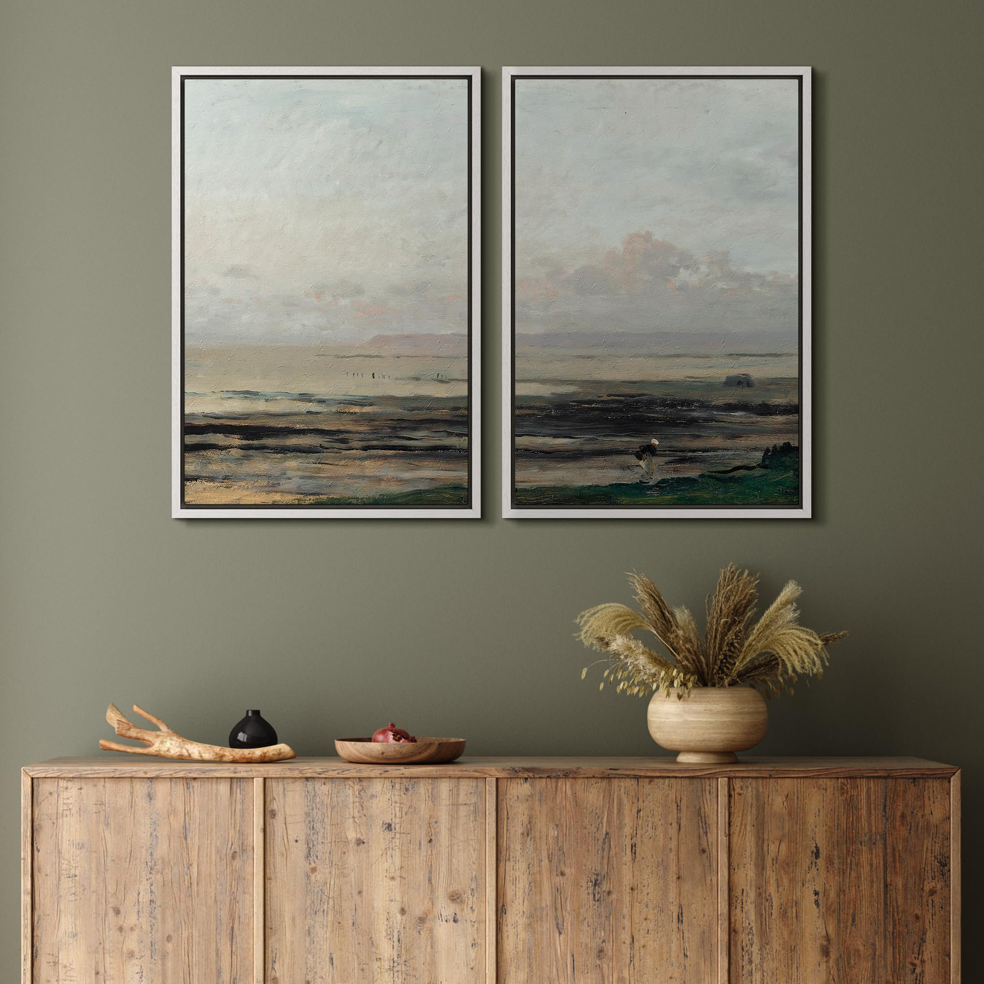 wall26 " Coastal Serenity Seashore Landscape With Cloudy Sky Nature